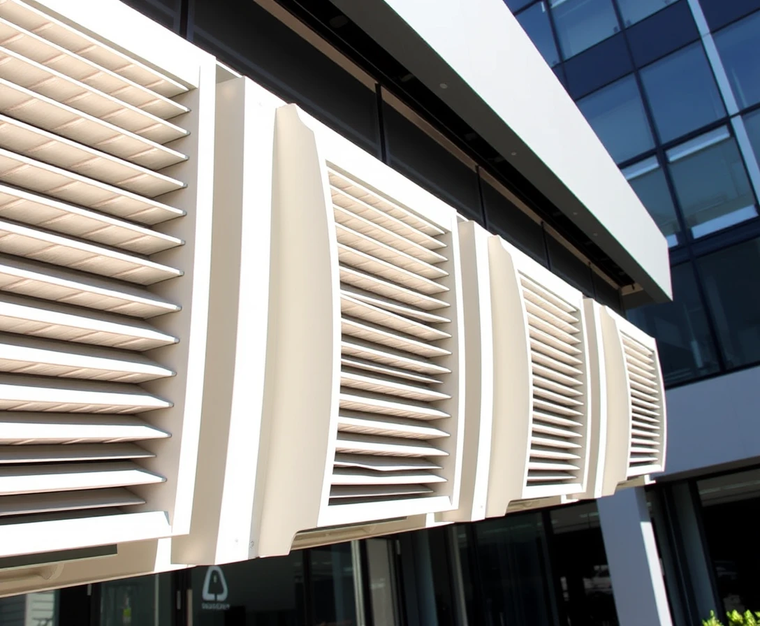 Specialized acoustic louvers on a modern building facade