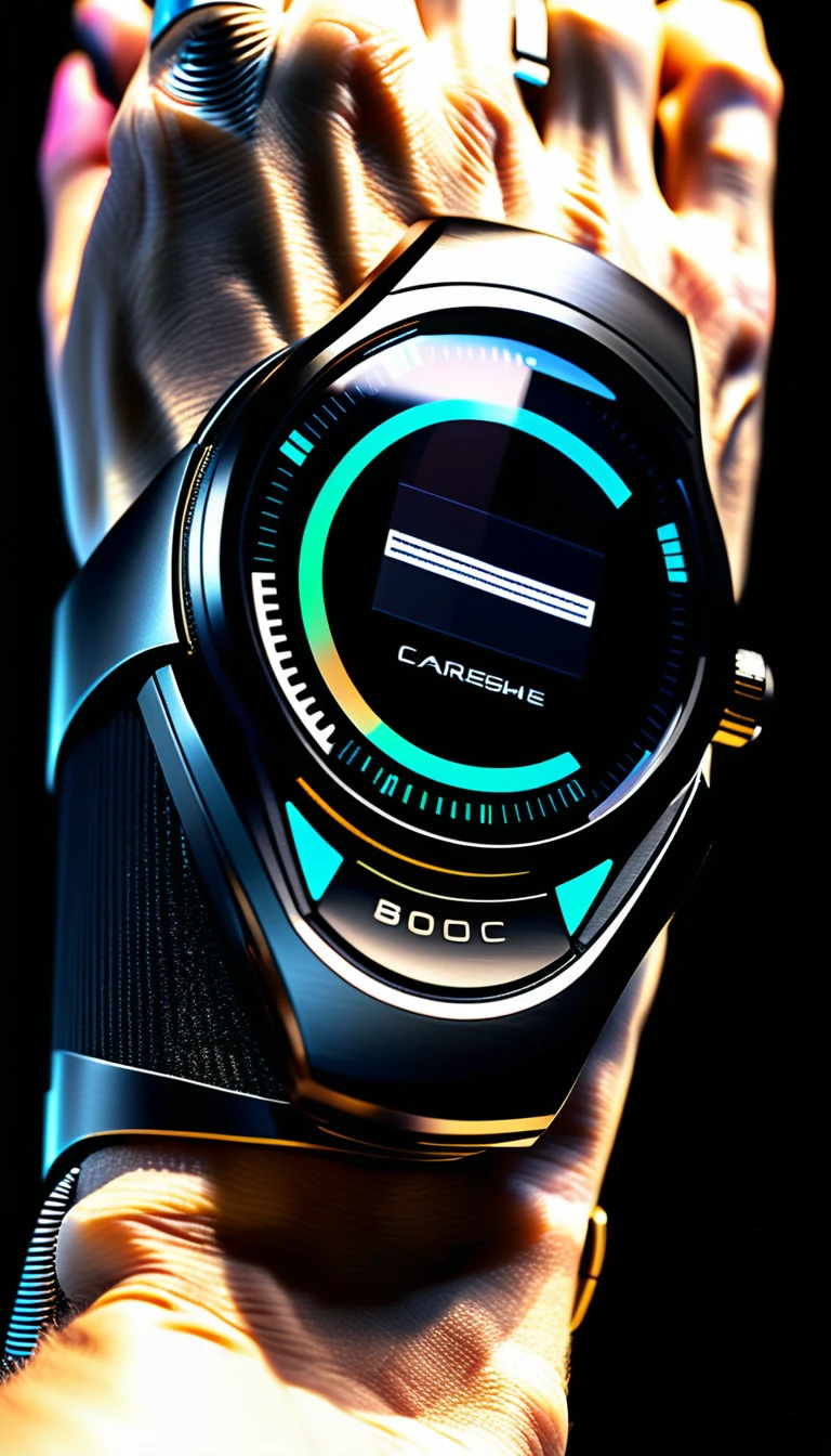 Alien forearm cuff with integrated touchscreen interface