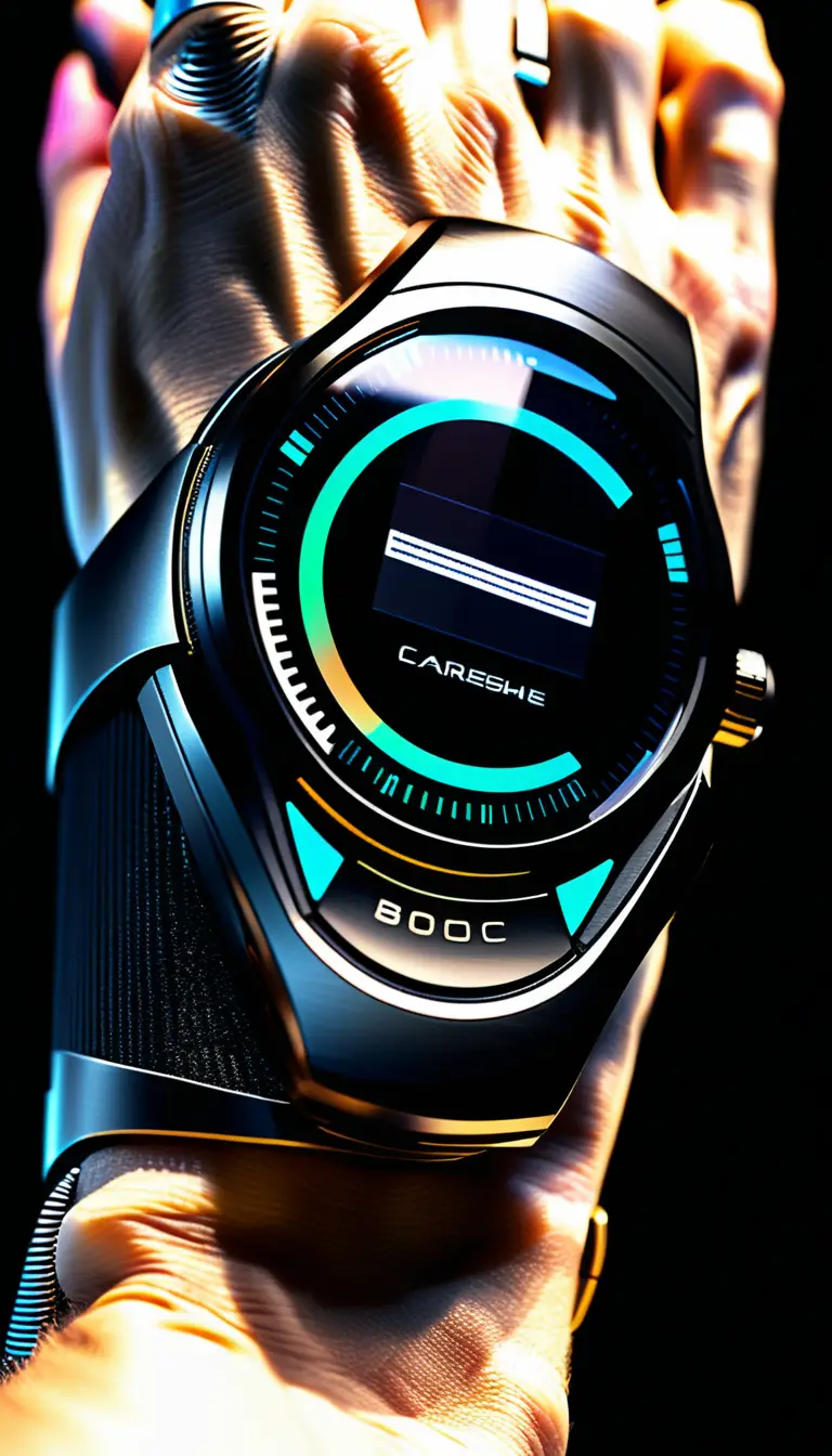 Alien forearm cuff with integrated touchscreen interface