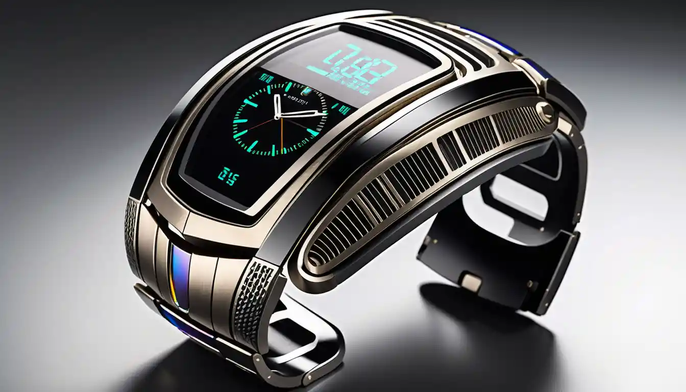 Futuristic Alien Forearm Bracer With Integrated Touchscreen