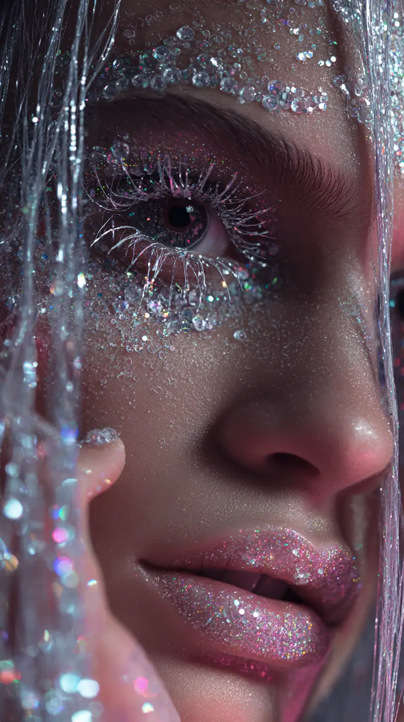 Surreal avant garde portrait of a diamond eyed woman