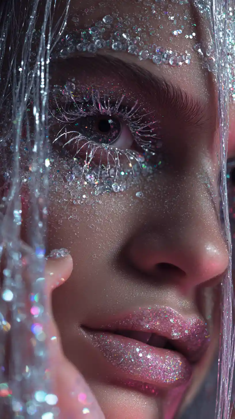 Surreal avant garde portrait of a diamond eyed woman