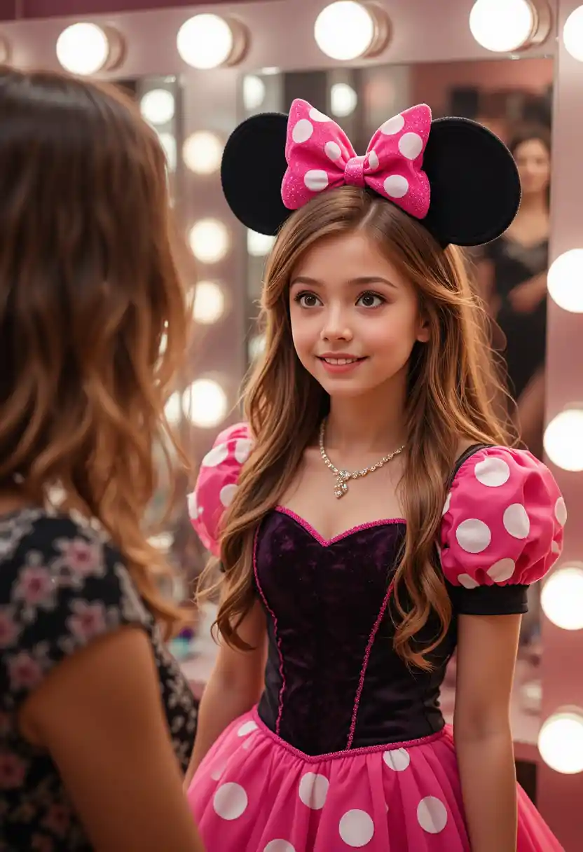 Young Boy In Minnie Dress In Boutique Dressing Room