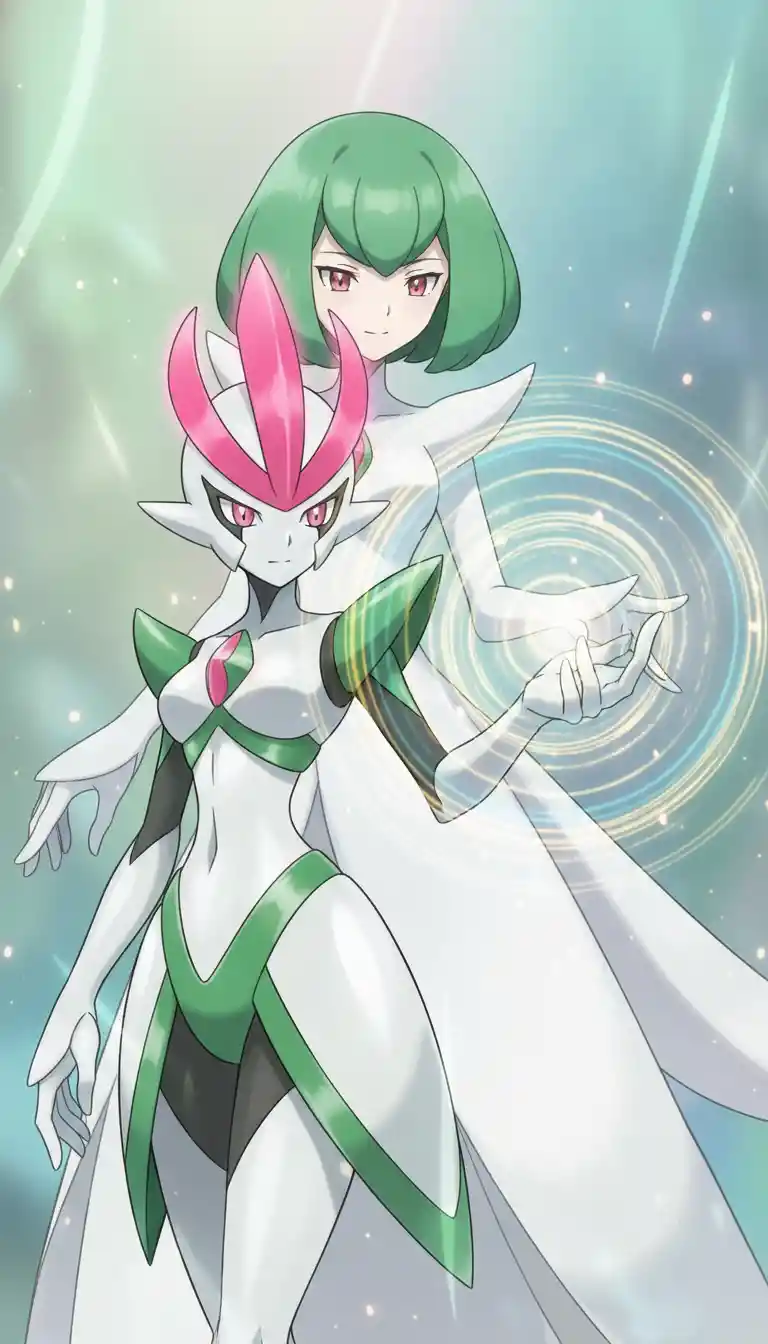 Graceful anime duo sharing a magical psychic connection