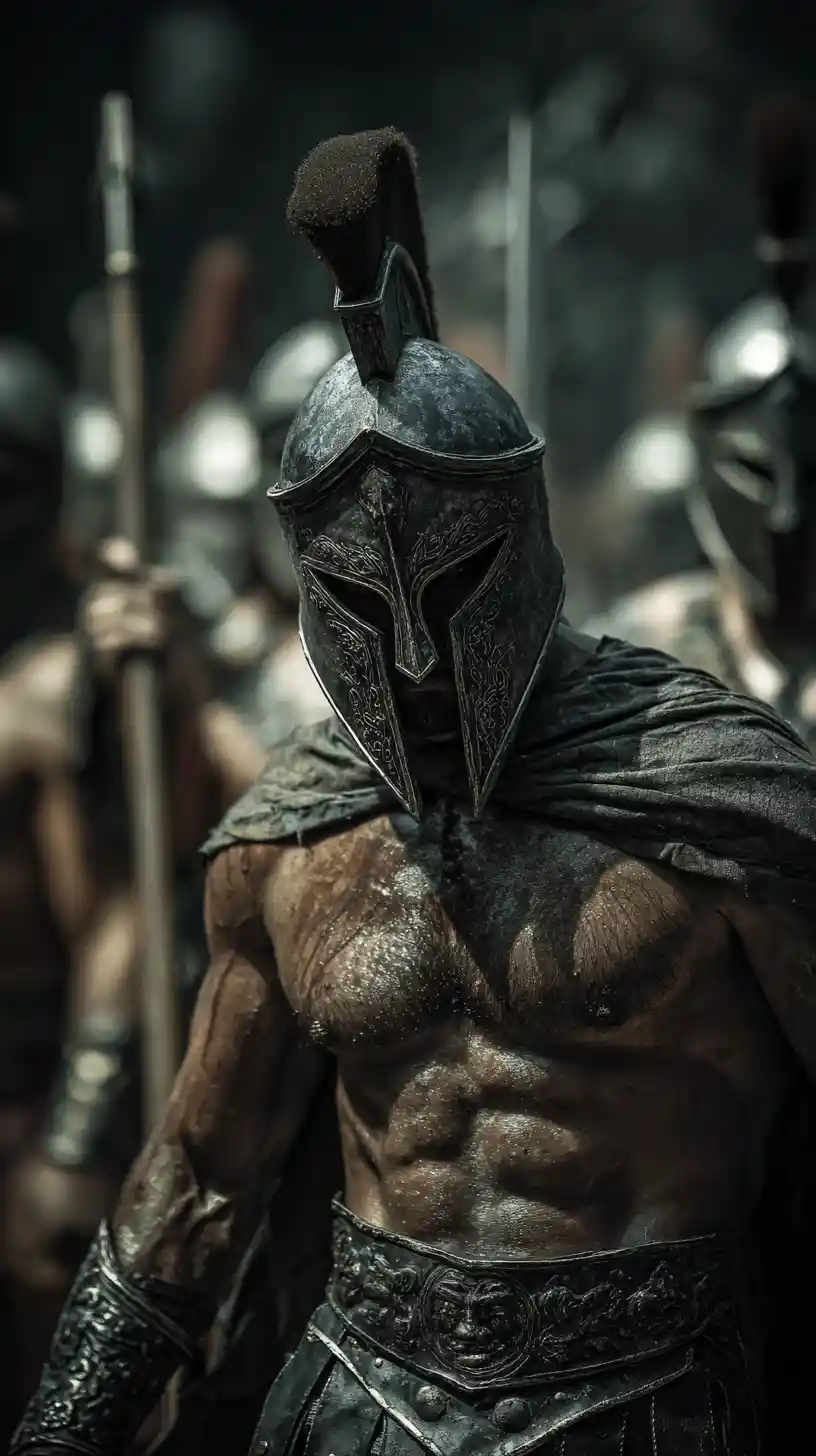 Greek warrior fighting Persians in ancient Athens battlefield