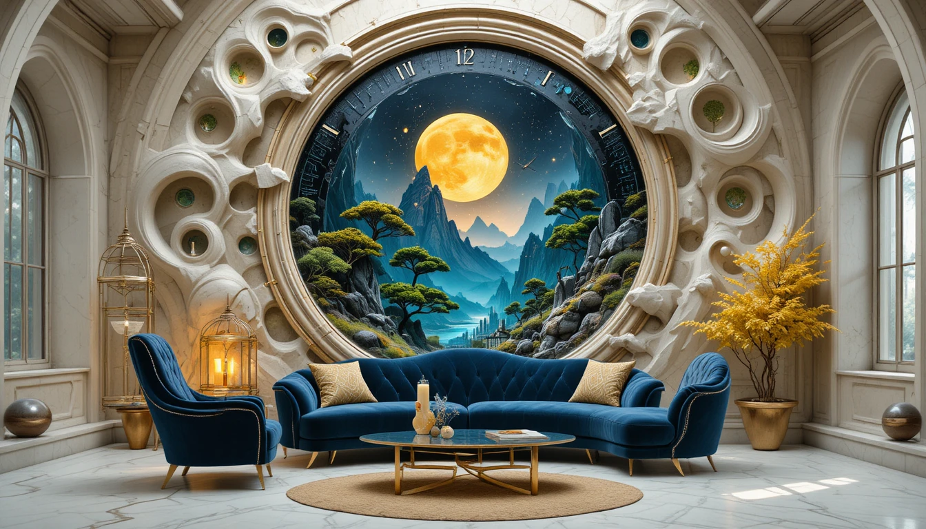 Surreale Sonne-und-Mond-Landschaft in einem menschlichen Profil