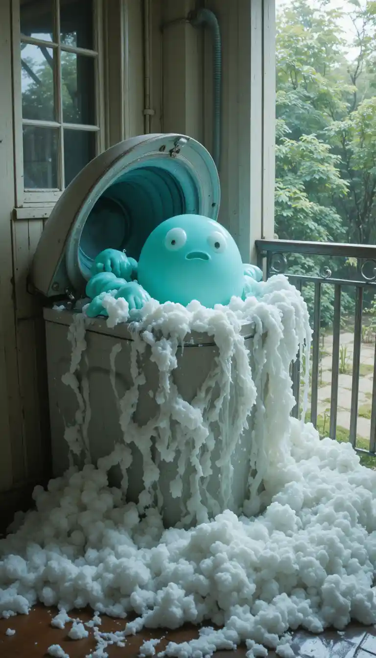 Bioluminescent Creature Exploding From Balcony Washing Machine