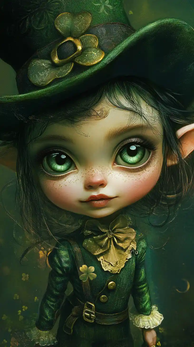 Baby folletto con occhi sfumati e scintillanti in arte fantasy