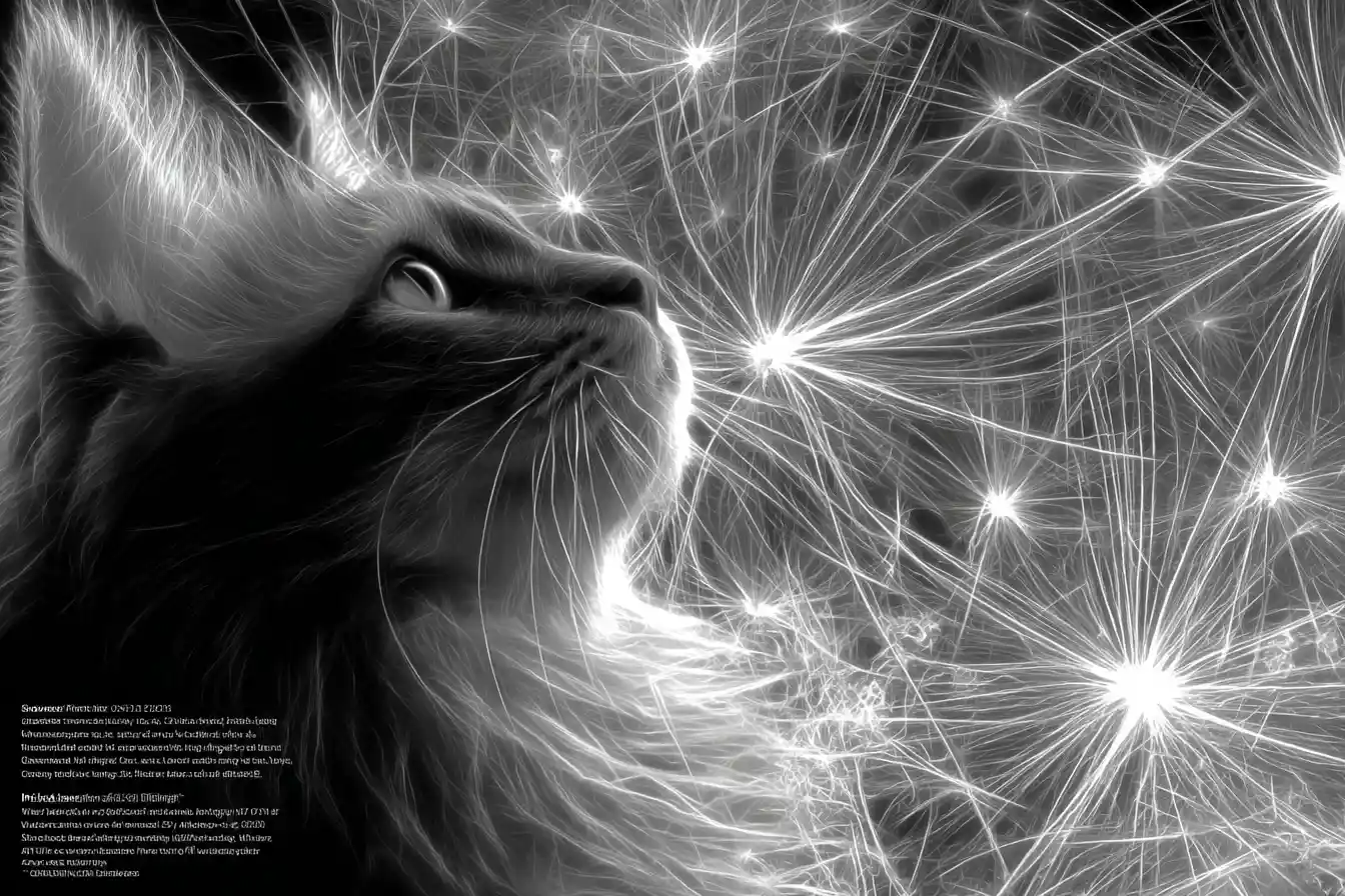 Silhouette de Chat Éthérée Formée de Filaments Lumineux