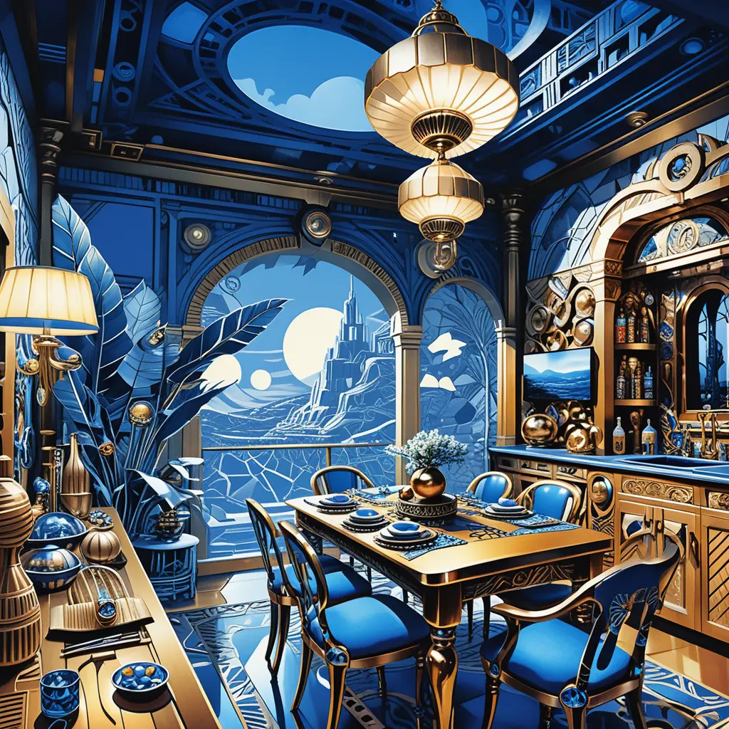 Isometrische Miniatur-Dining-Welt mit zweistöckigem Innenraum