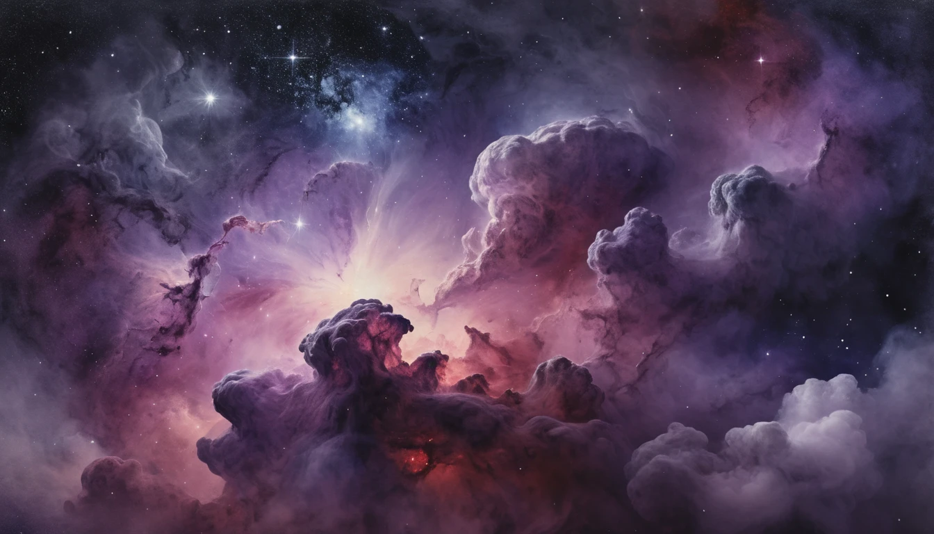 懸浮於深邃宇宙空間的水彩星雲