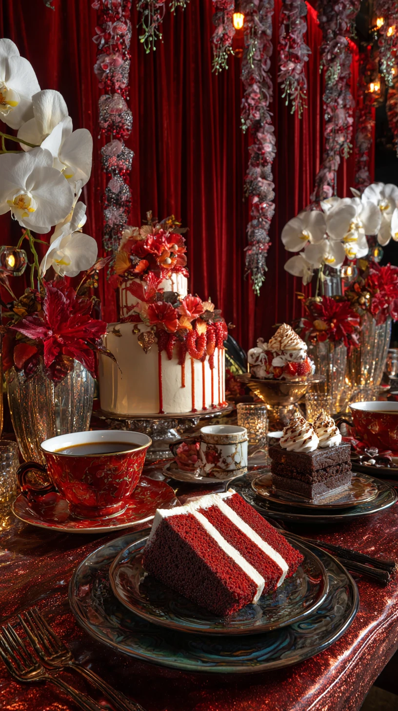 Decadent Strawberry Shortcake On An Opulent Dessert Table
