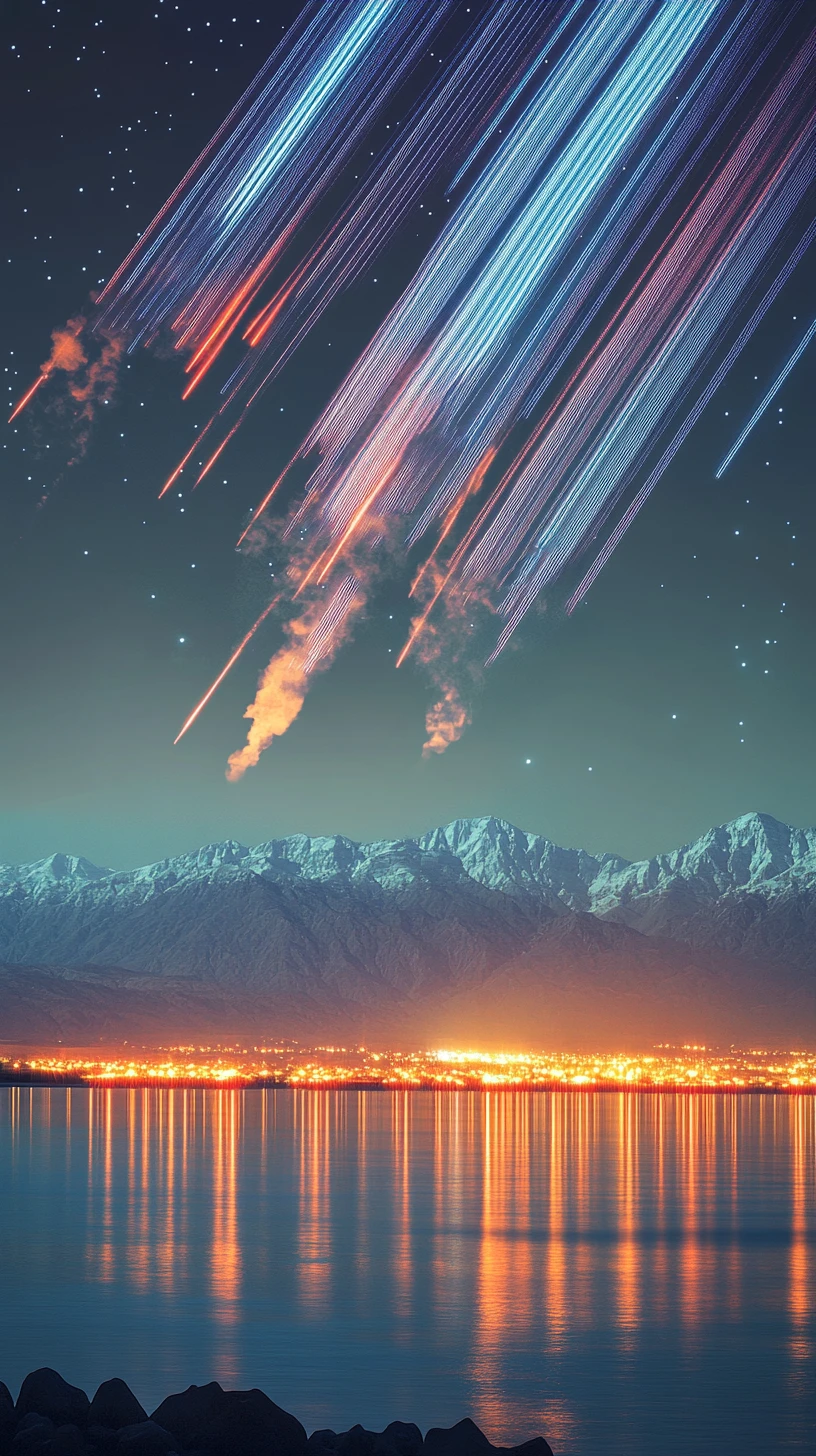 Missiles Launching Dramatically Into The Dark Night Sky