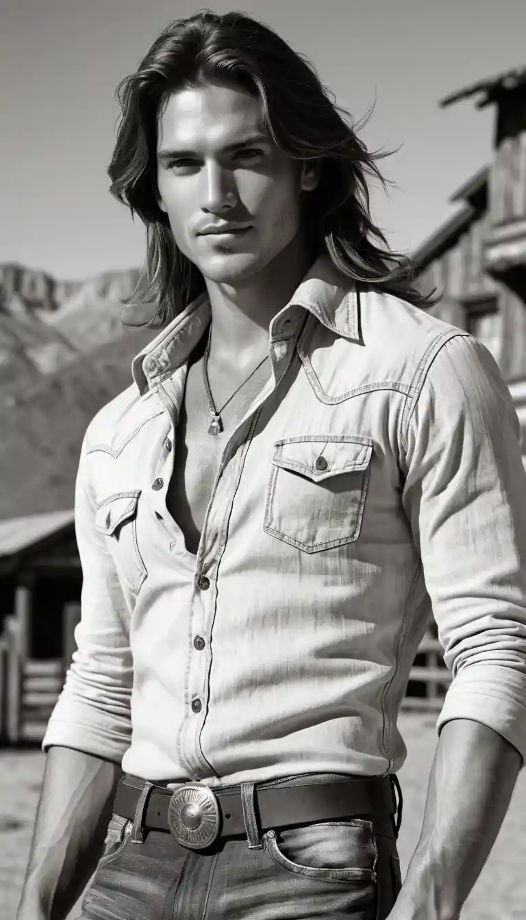 Young man selfie portrait in a wild west landscape