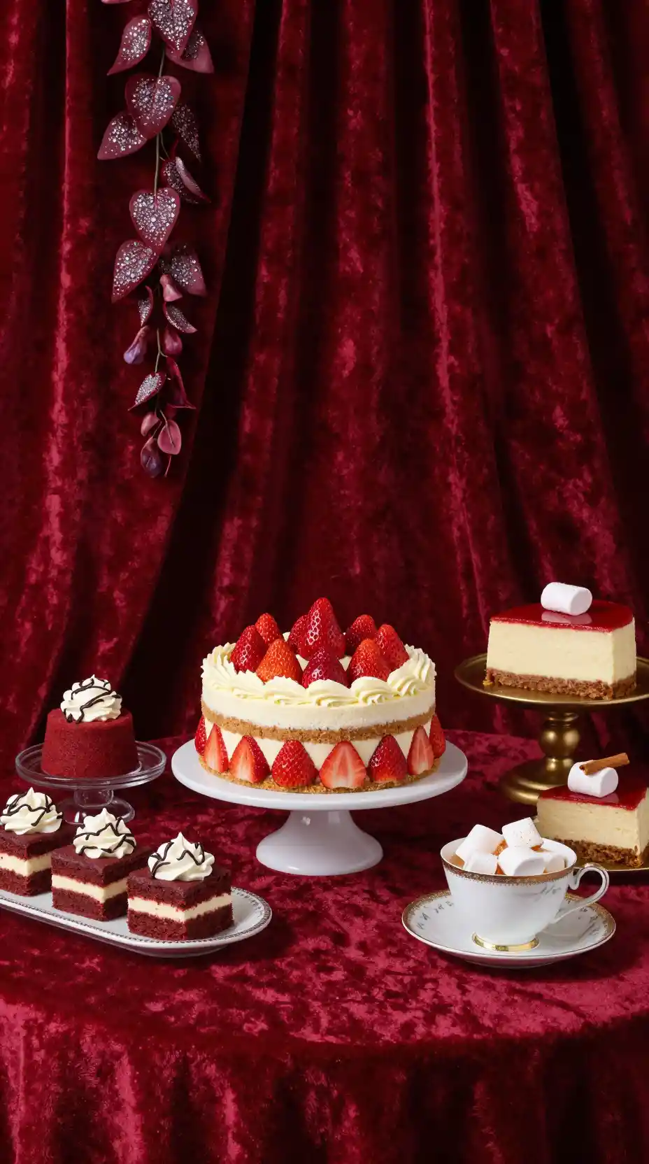Dekadente Erdbeer-Shortcake auf luxuriösem Desserttisch