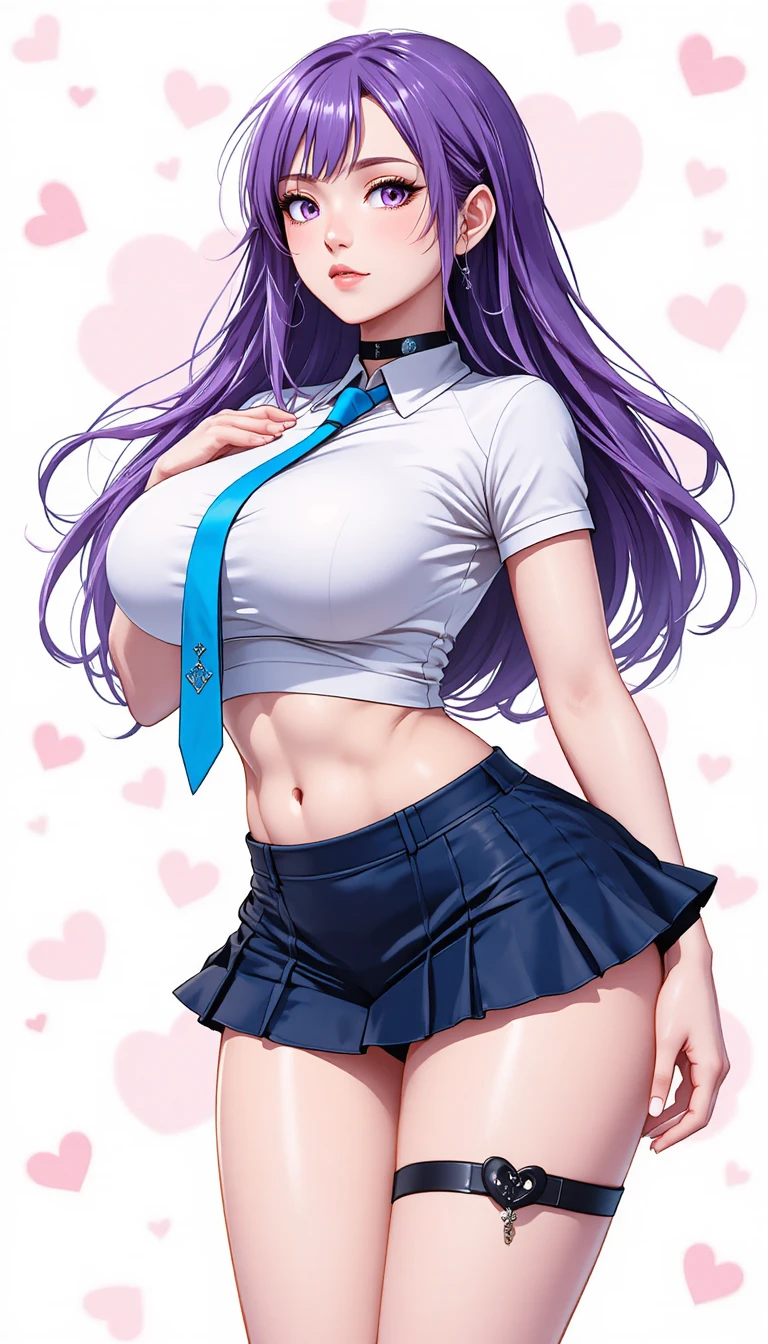 Anime girl in school outfit with curvy hourglass figure