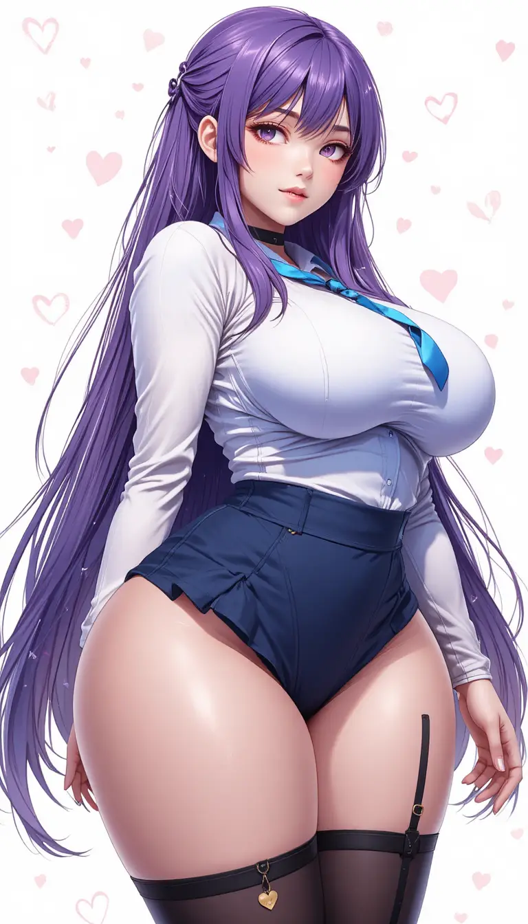 Anime-Mädchen in enger Schuluniform aus Froschperspektive