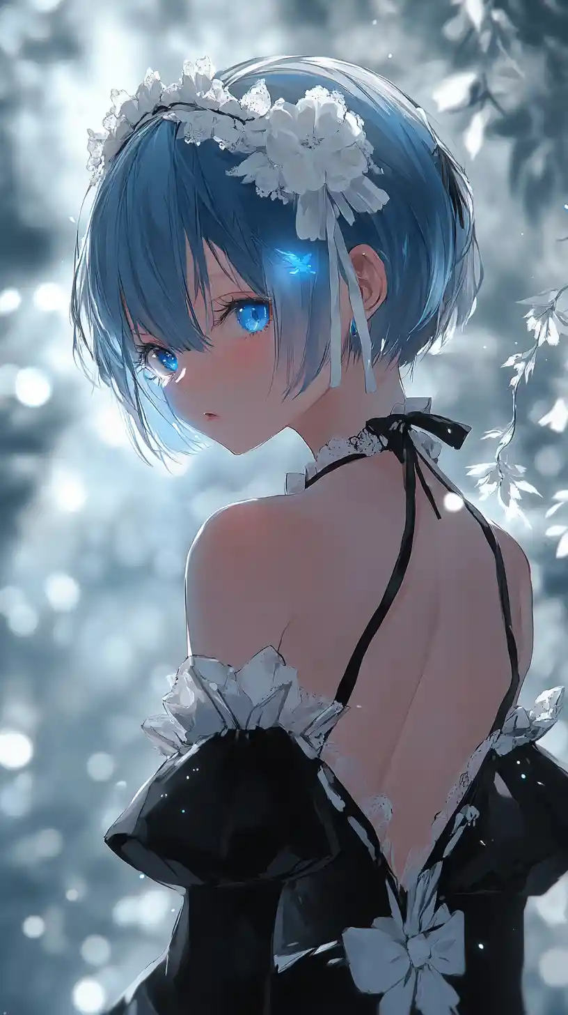 Ragazza maid anime in un paesaggio fantasy etereo