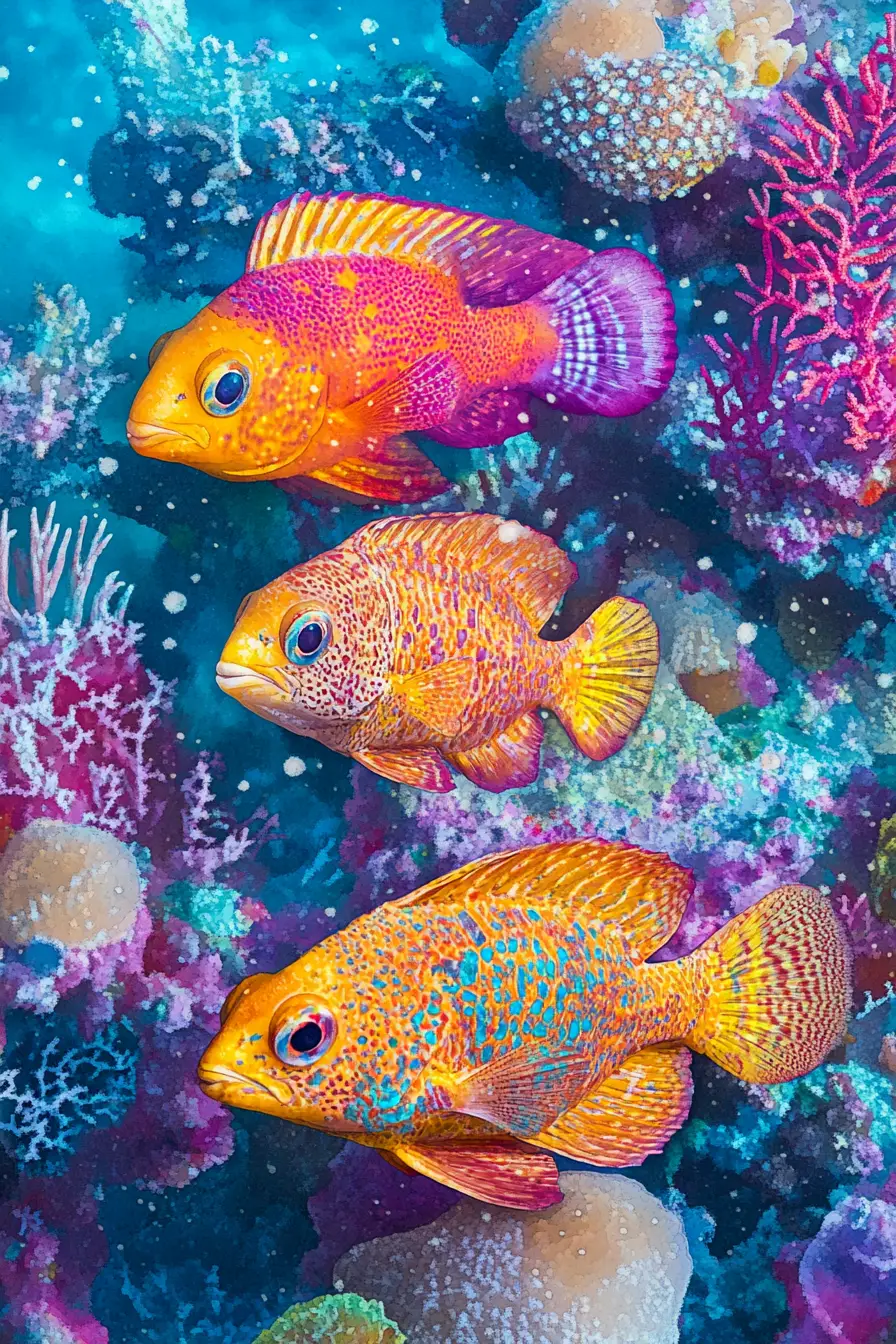Mondo sottomarino subtropicale con coralli vivaci e tartarughe