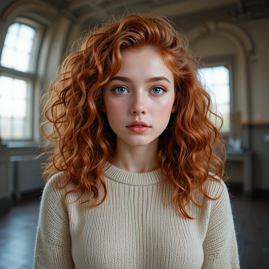 Beautiful girl with heterochromia at a Yale observatory