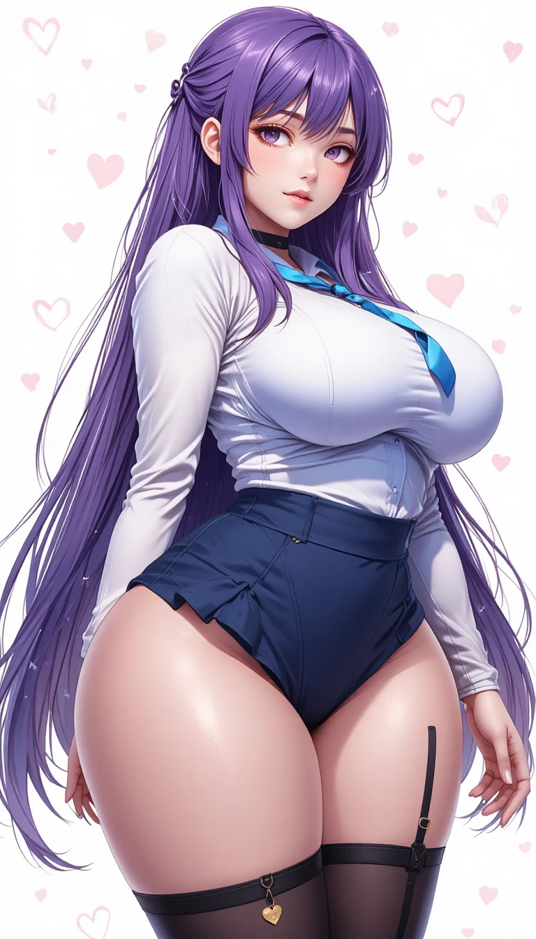 Ragazza anime in uniforme scolastica attillata vista dal basso