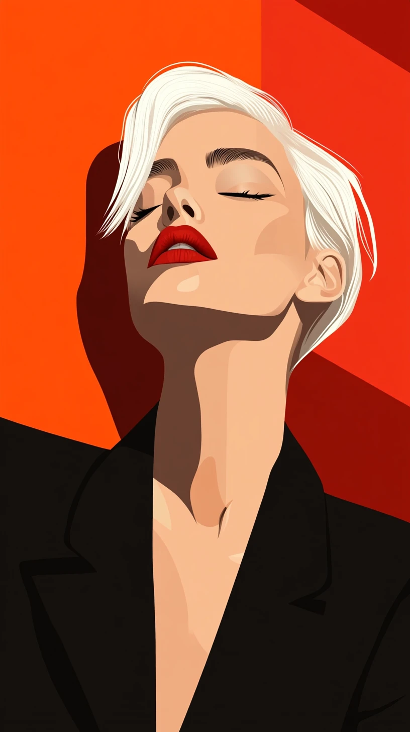 Elegante Frau in grafischem abstraktem Porträt-Illustration