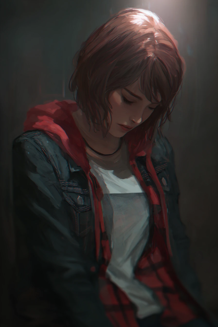 Melancholic girl portrait in a stylized graphic art style