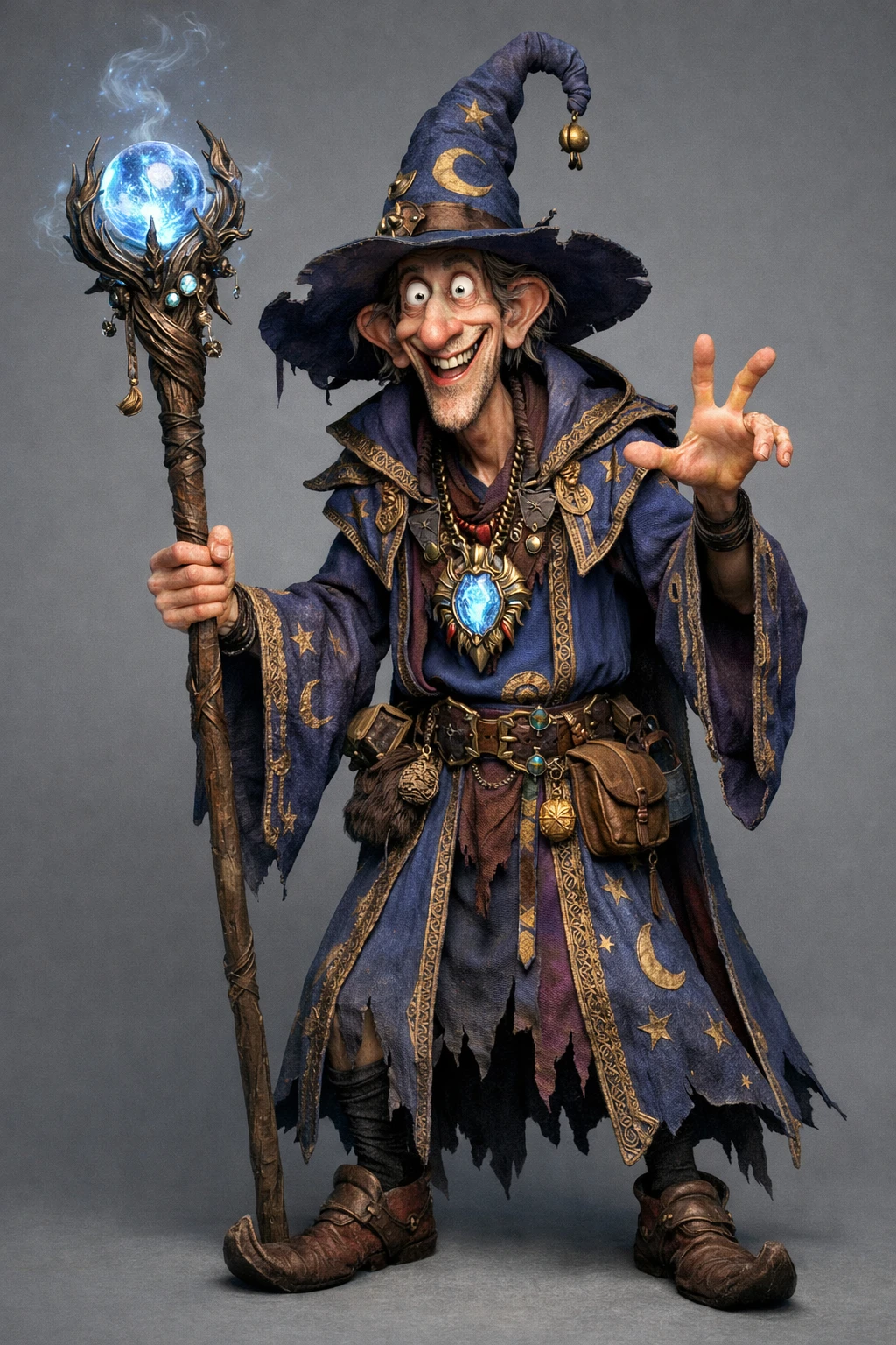 Grand sorcier maladroit en style fantasy 3D détaillé