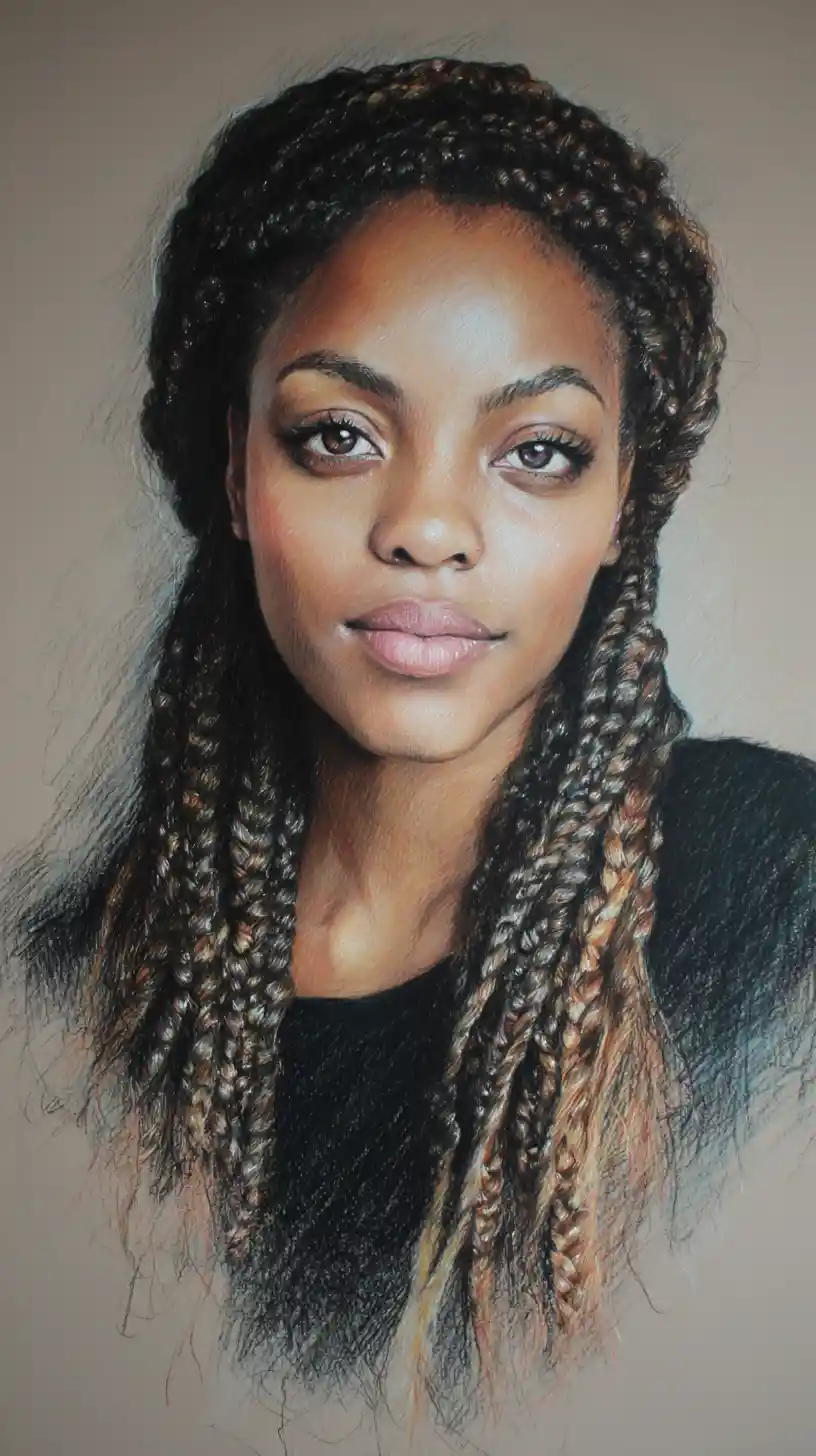 Serene portrait of a black woman in a rasta knit hat