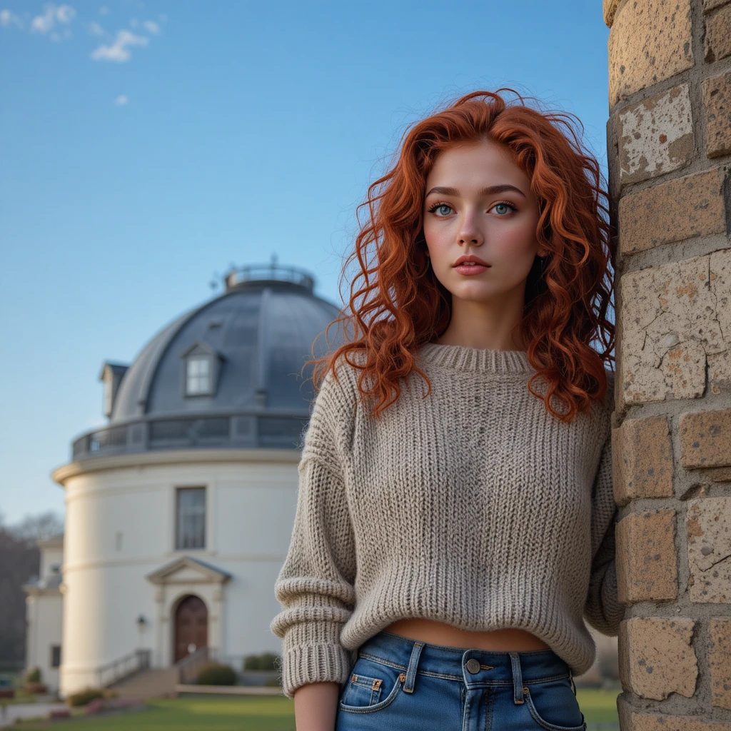 Schönes Mädchen mit Heterochromie in einem Yale-Observatorium