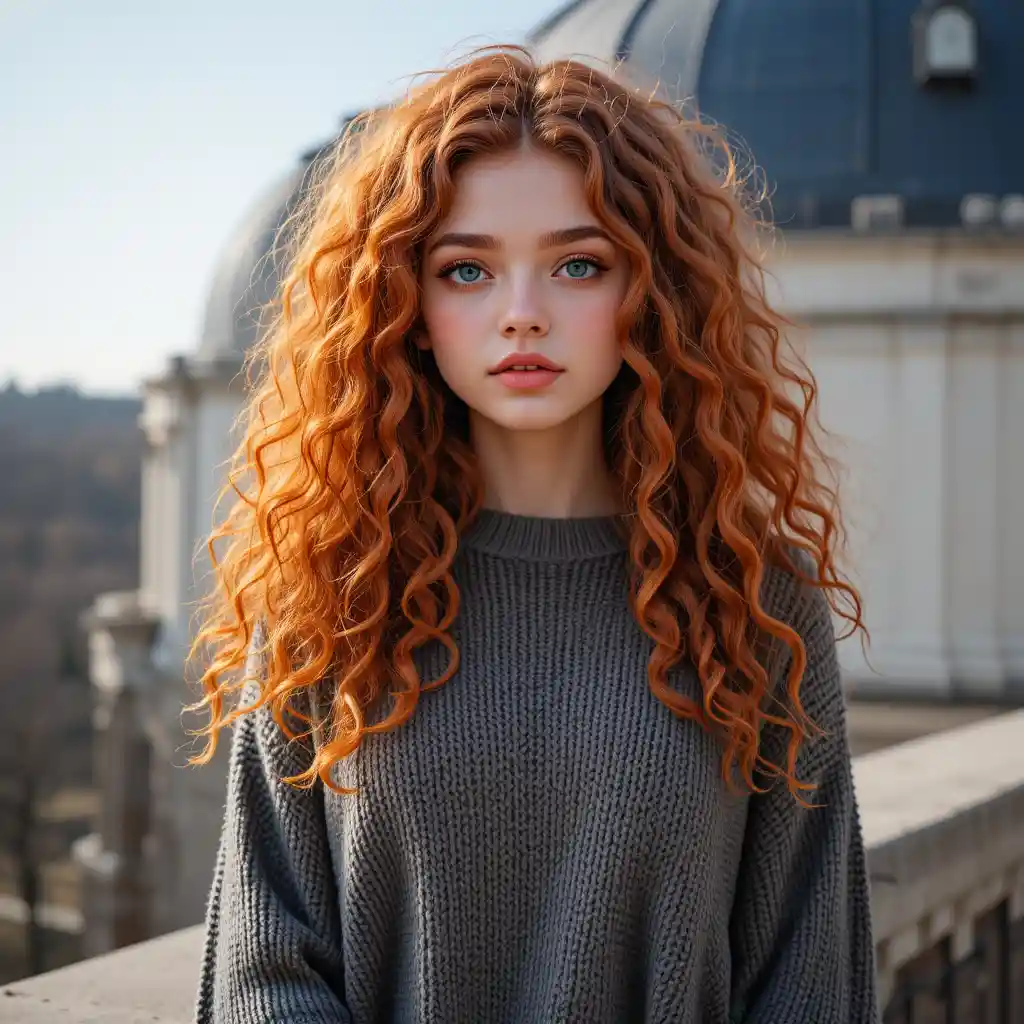 Young woman with heterochromia at a university observatory