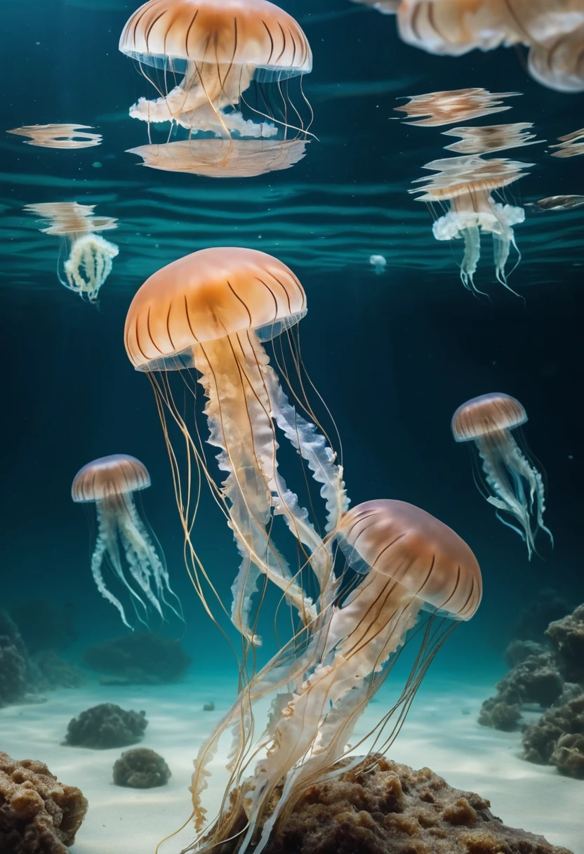 Fotorealistische Qualle im klaren blauen Wasser