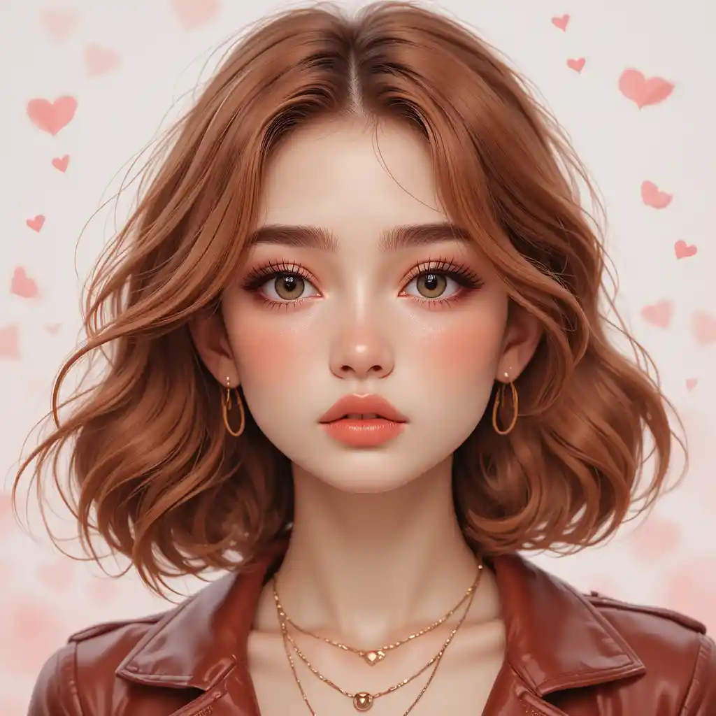 Young woman portrait with hazel eyes and gold jewelry