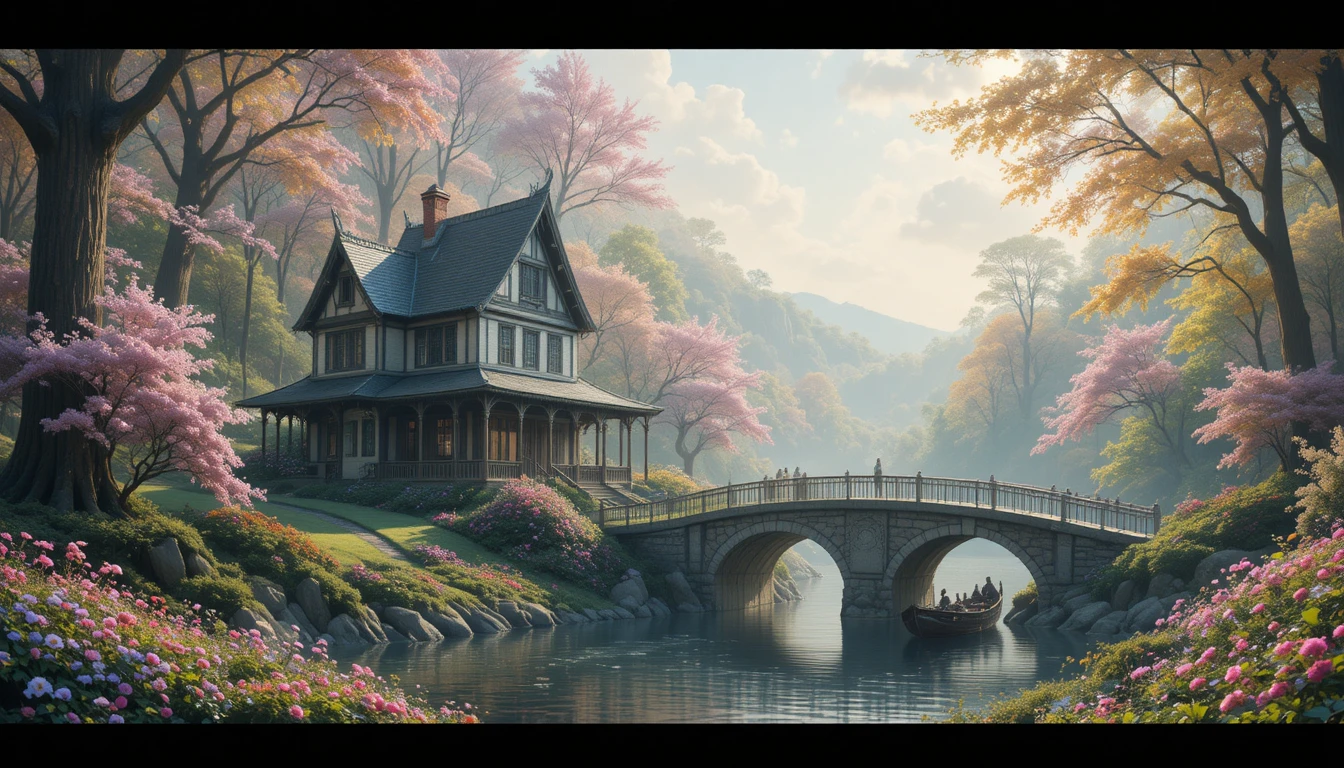 Maison Douillette au Bord d’une Forêt de Printemps