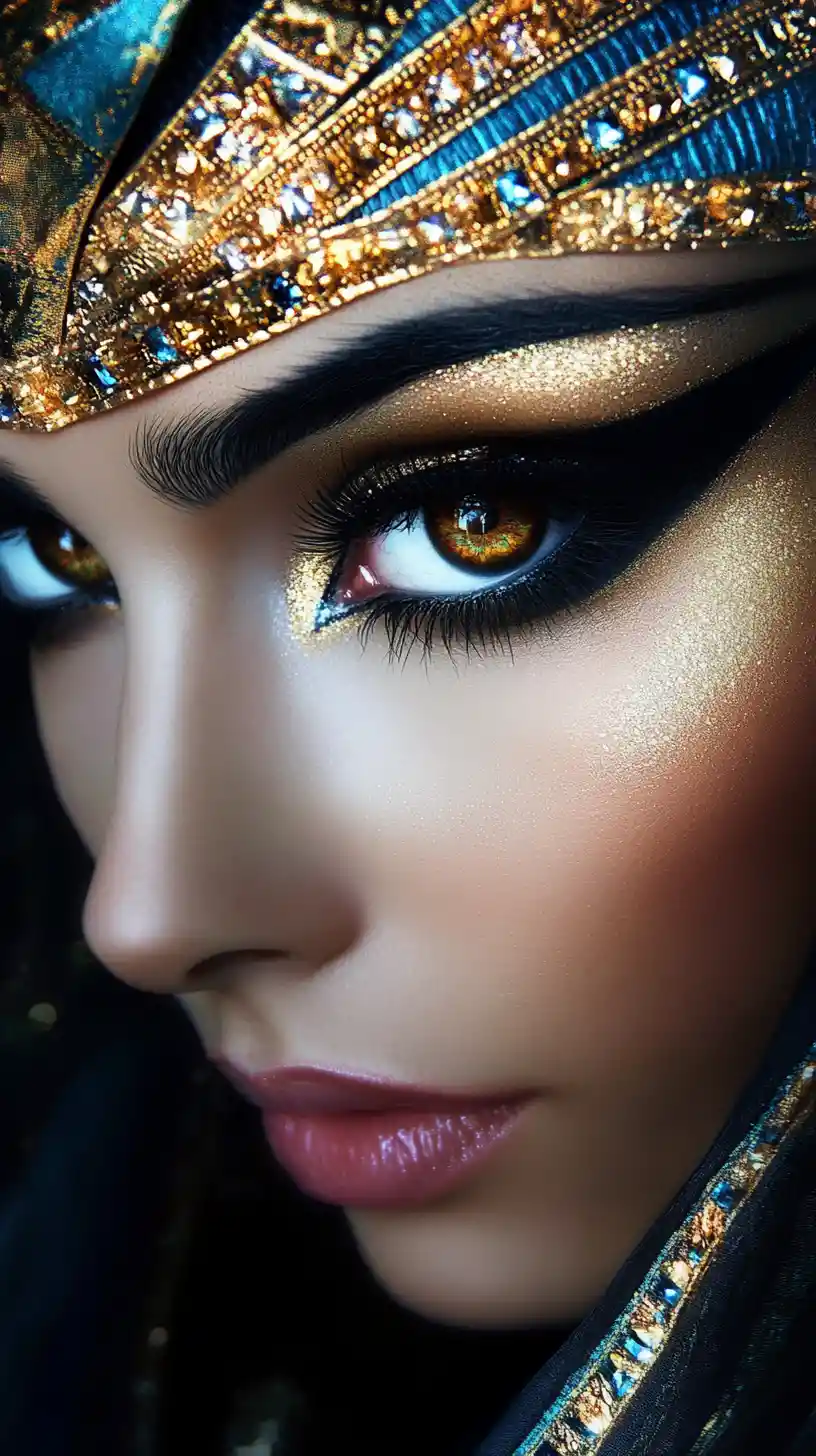 Egyptian inspired countess with bold artistic eye makeup