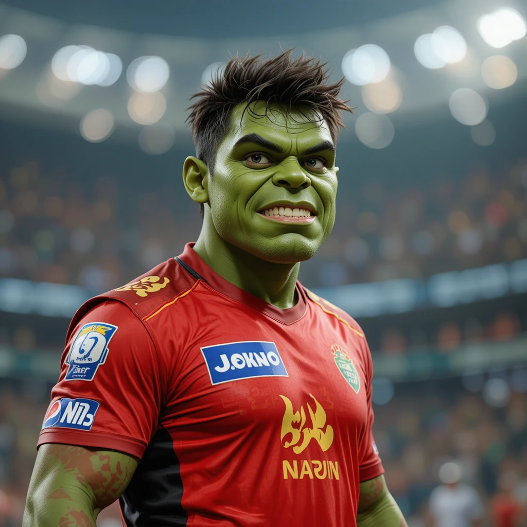 Dois hulks super-heróis se enfrentam em um estádio de críquete