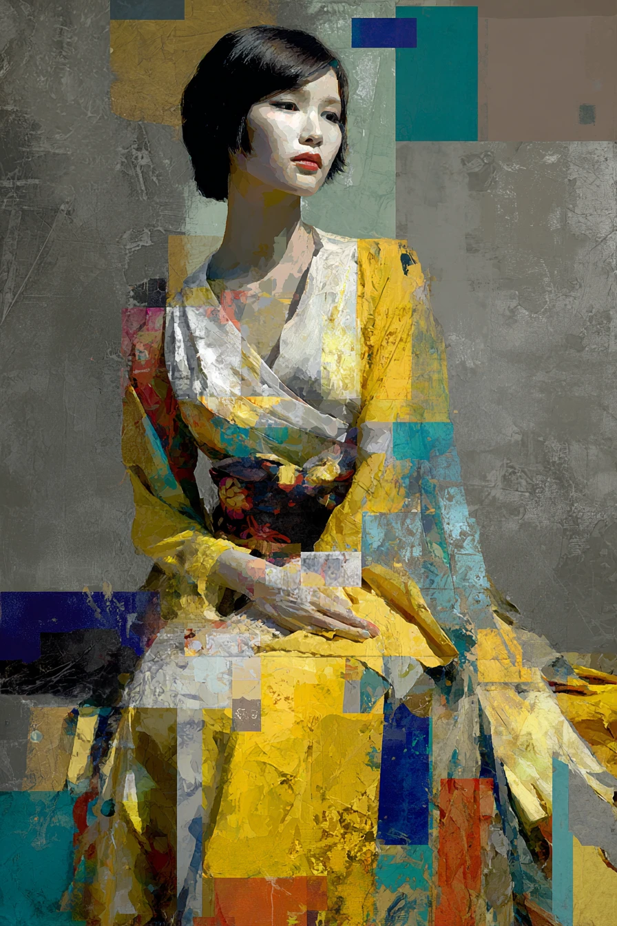 Collage dadaista di una donna thailandese in moda anni ’20
