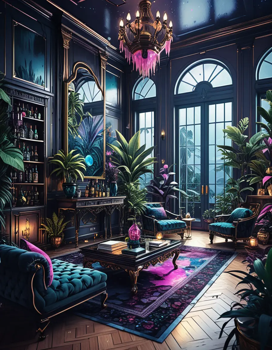 Design Intérieur de Manoir de Luxe aux Tons Bijou et Ambiance Sombre