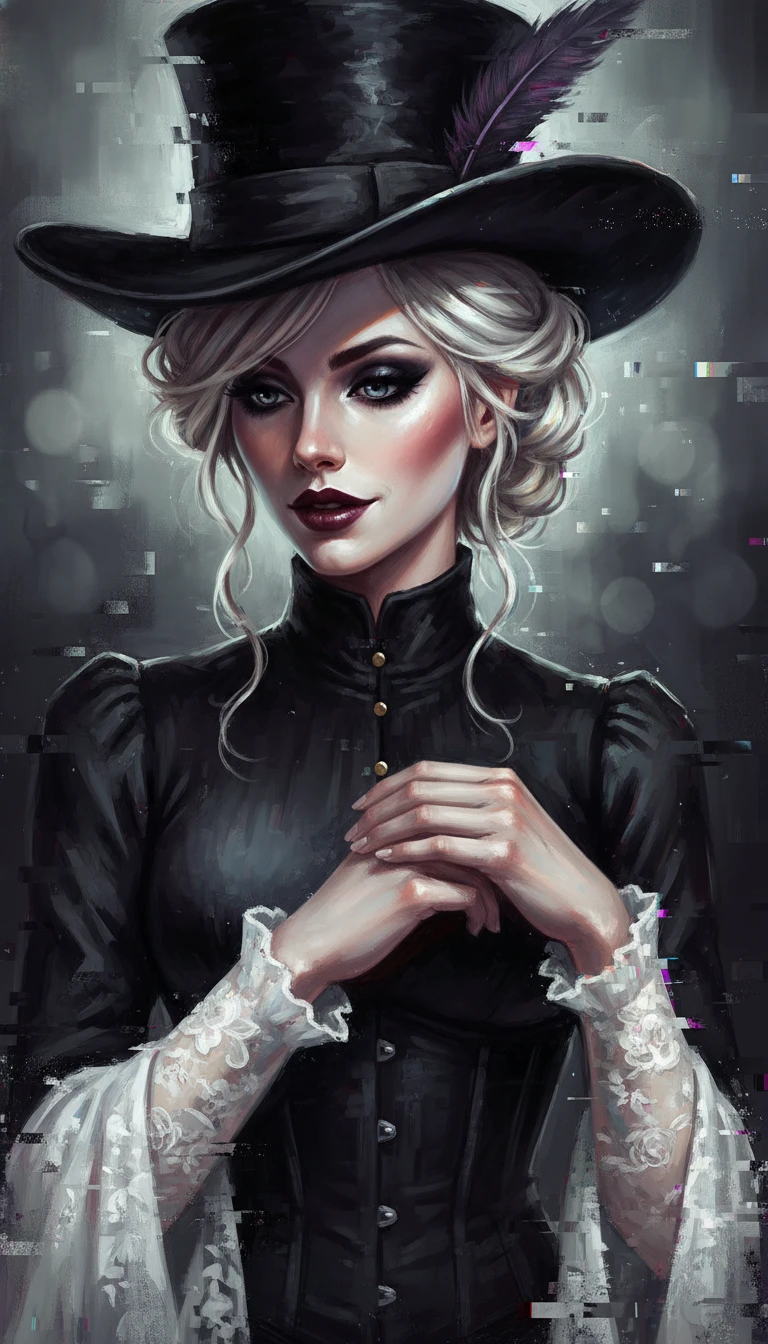 Ethereal woman in victorian top hat fantasy portrait