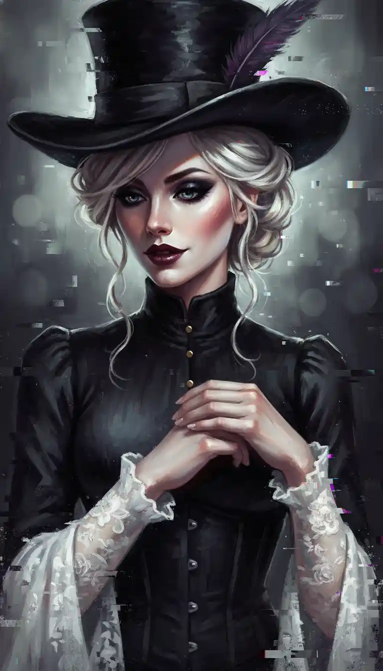 Ethereal woman in victorian top hat fantasy portrait