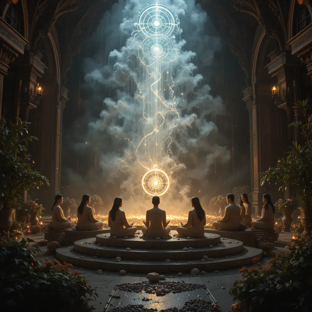 Póster de guía espiritual con mensaje de aguas de luz