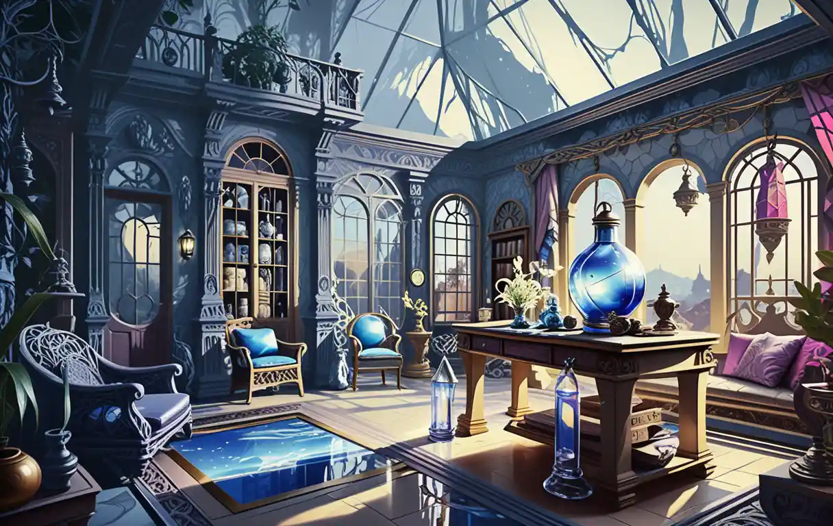 Diorama Estilizado de Casa Fantasia de Dois Andares em Corte Interior