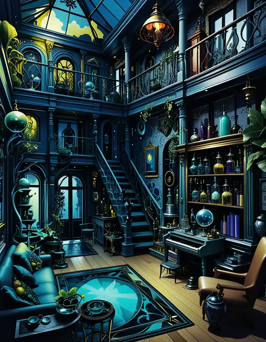 Diorama di Casa del Mercante Fantasy a Due Piani con Sezione Interna
