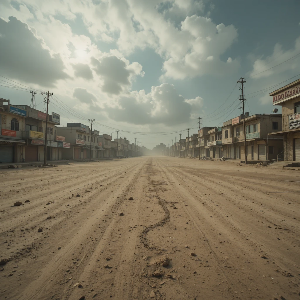 Empty urban commercial lot under cloudy sky in Pakistan