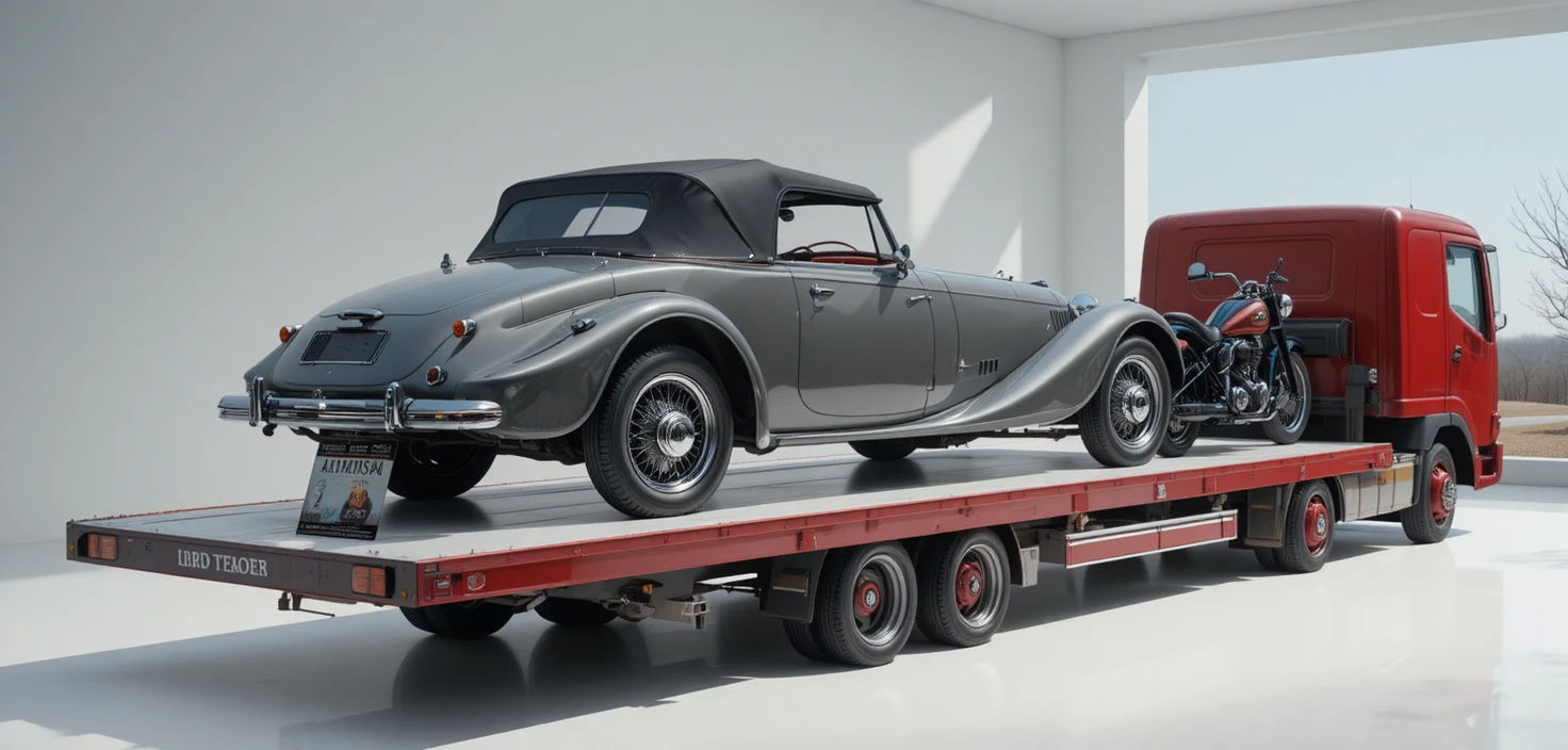 Rotes Vintage-Ford-Auto in hellem Museum ausgestellt