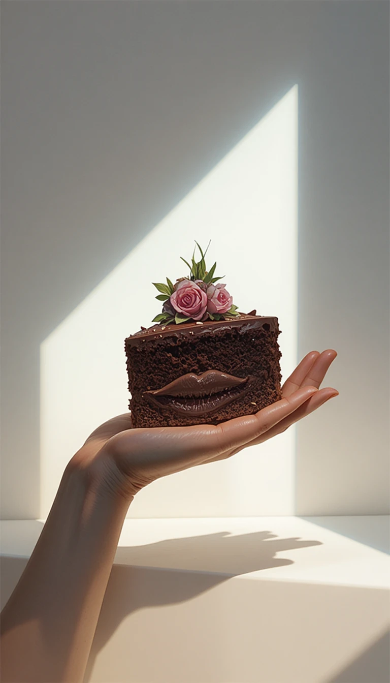 Minimale Ein-Linien-Illustration einer abstrakten Schokoladenkuchen-Komposition