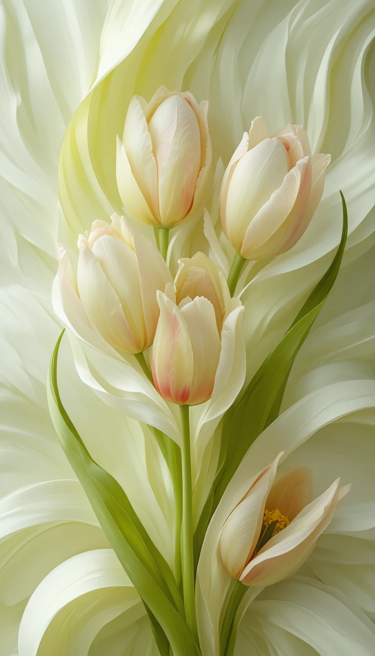 Abstrakte 3D-Tulpenformen mit weich fließenden Linien