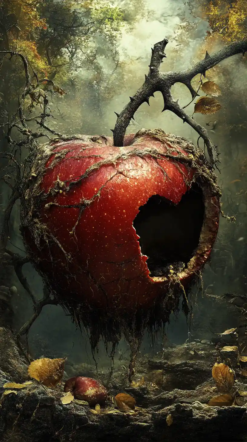 Illustration conceptuelle d’un ver à l’intérieur d’une pomme fraîche