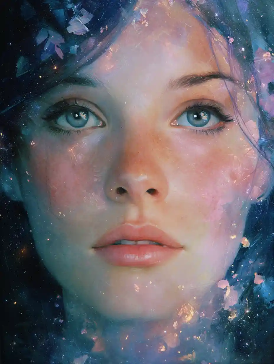 Retrato surreal e onírico de uma enigmática mulher etérea