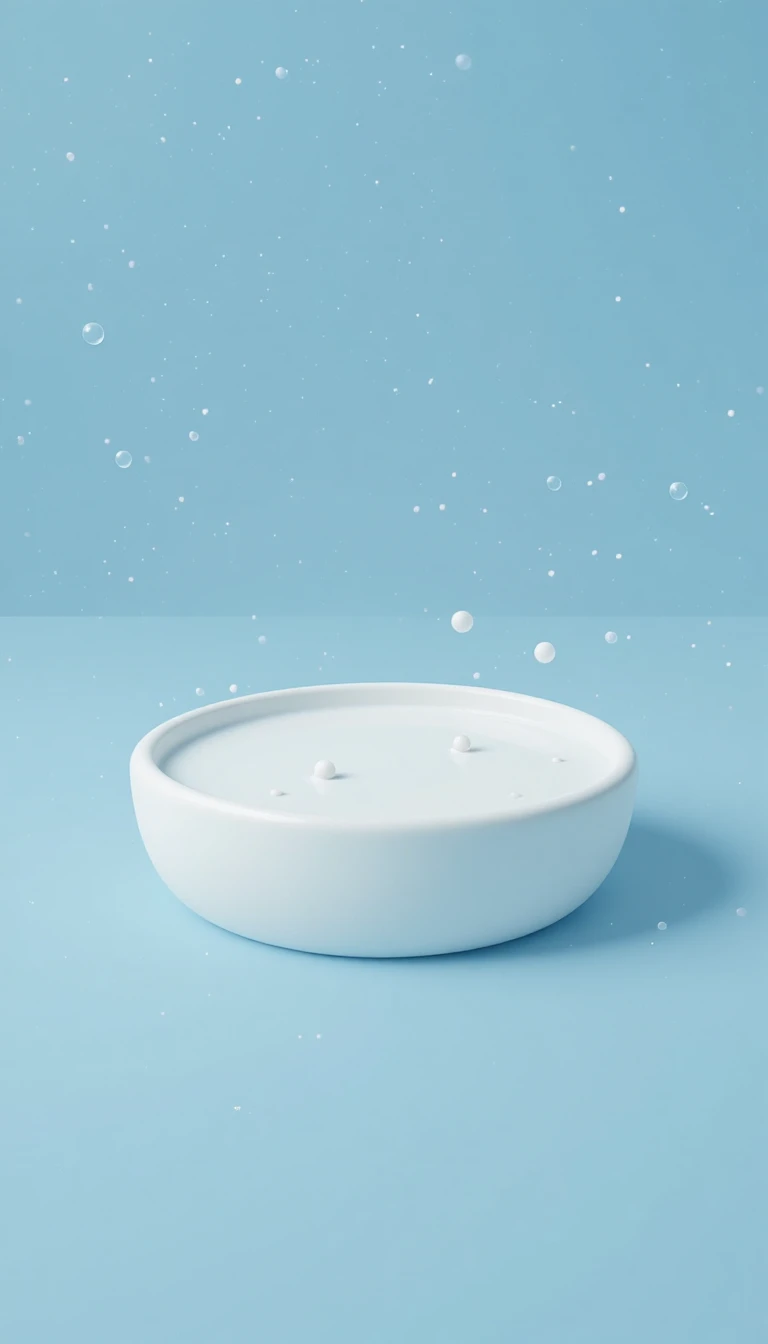Illustrazione flat minimalista di un piccolo stagno bianco con bolle